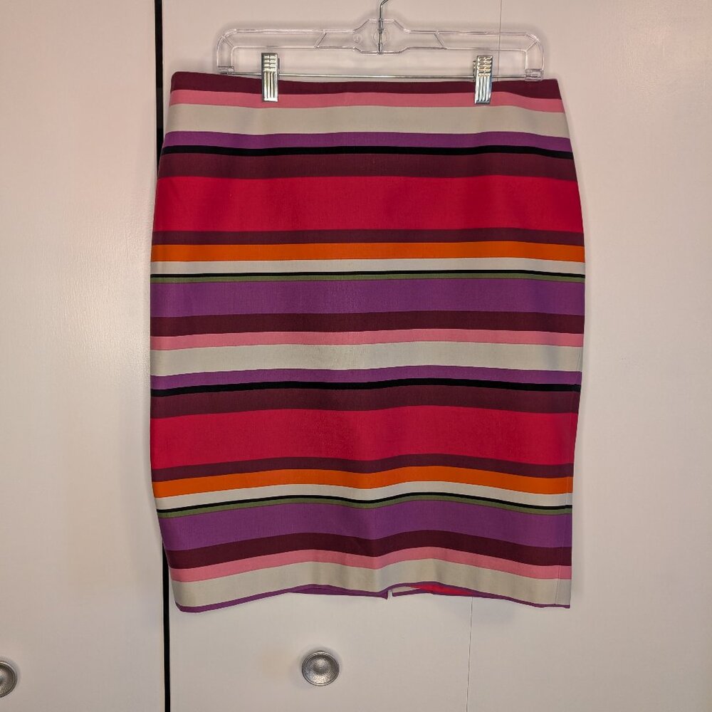 EUC Liz Claiborne Pencil Skirt Striped Multicolor SZ 12